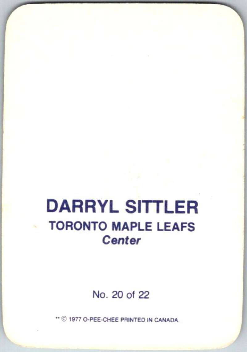 1977-78 O-Pee-Chee Glossy #20 Darryl Sittler, Toronto Maple Leafs V35602
