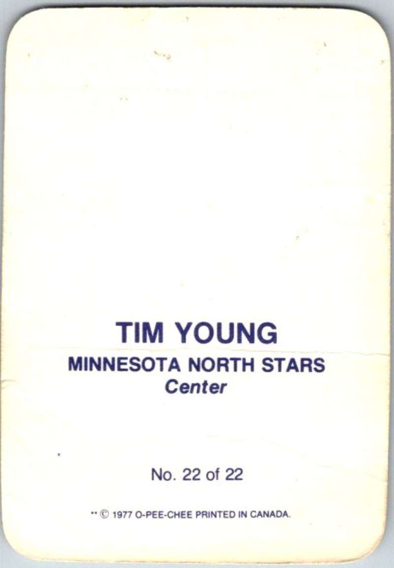 1977-78 O-Pee-Chee Glossy #22 Tim Young, Minnesota North Stars V35605