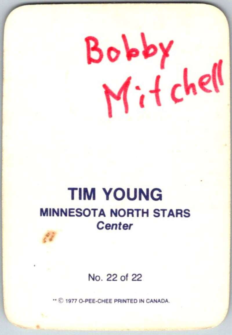 1977-78 O-Pee-Chee Glossy #22 Tim Young, Minnesota North Stars  V35608