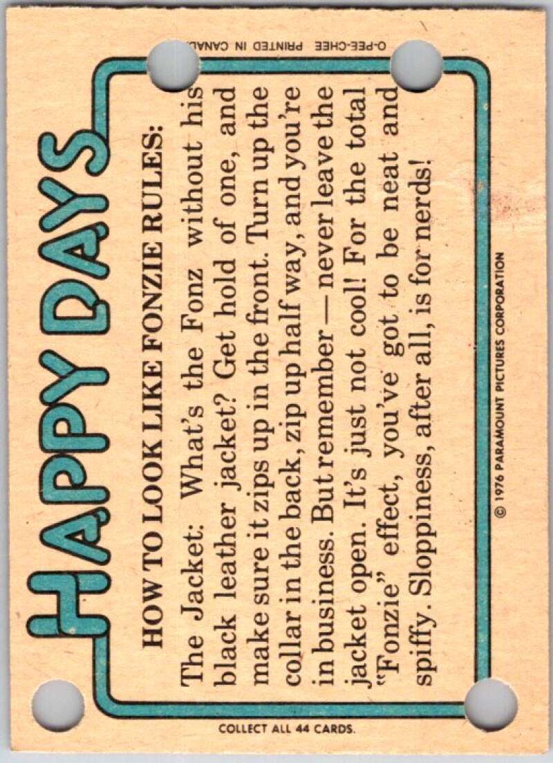 1977 O-Pee-Chee Happy Days #7 Live fast, die young V35705