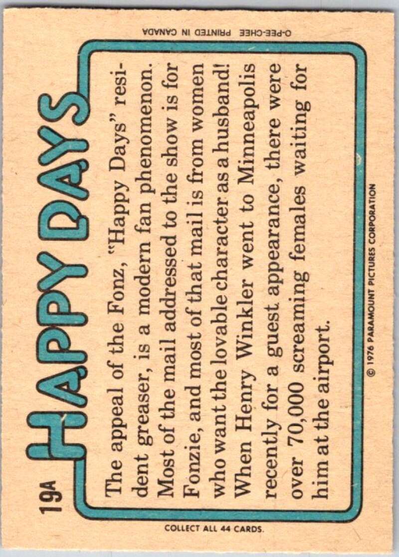 1976 O-Pee-Chee Happy Days #19 Driving lesson number 1 V35731