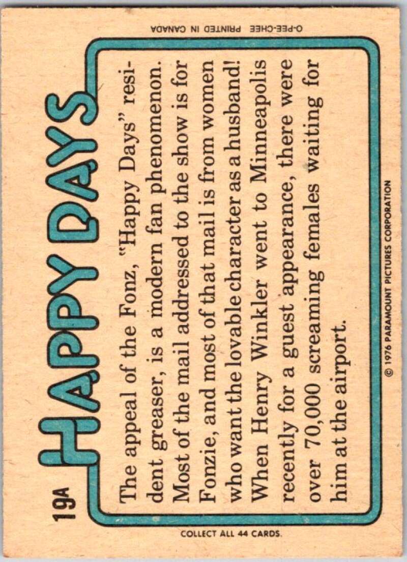 1977 O-Pee-Chee Happy Days #19 Driving lesson number 1 V35732