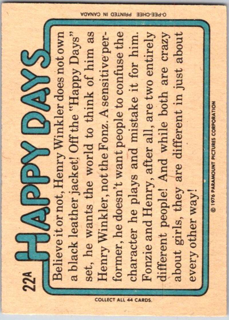 1976 O-Pee-Chee Happy Days #22 I'm a man of few words V35736