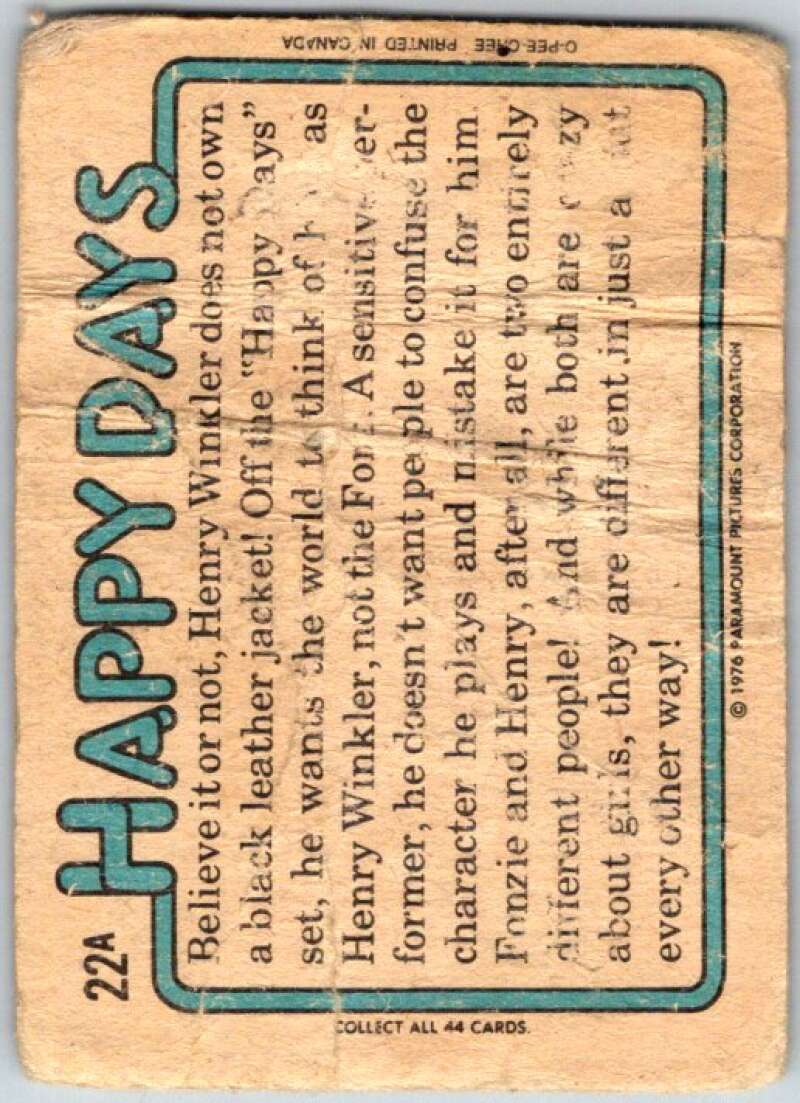1977 O-Pee-Chee Happy Days #22 I'm a man of few words V35737