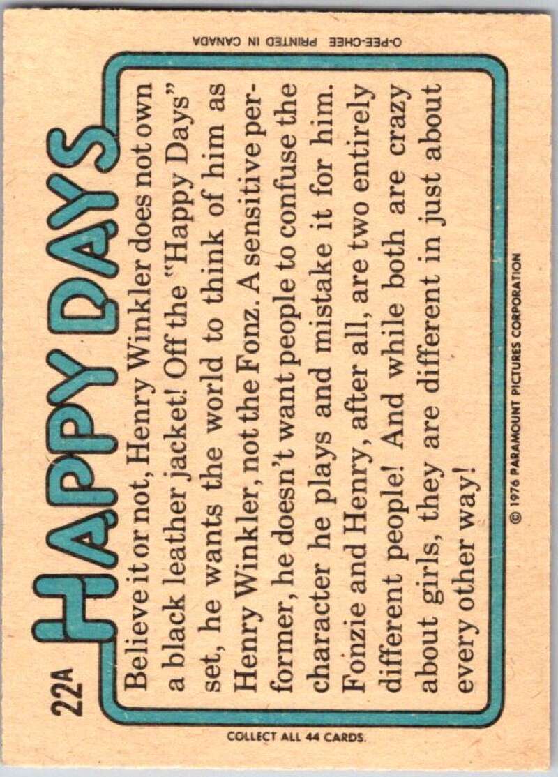 1979 O-Pee-Chee Happy Days #22 I'm a man of few words V35739