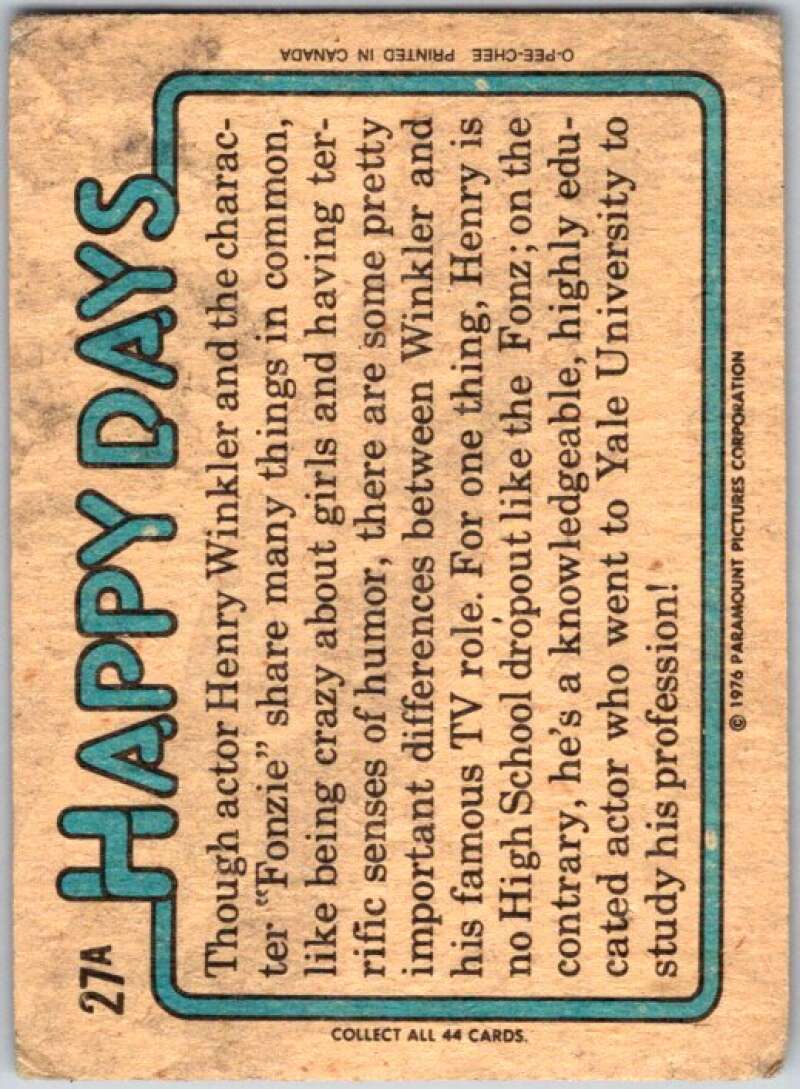1976 O-Pee-Chee Happy Days #27 I had a big date last night, V35749