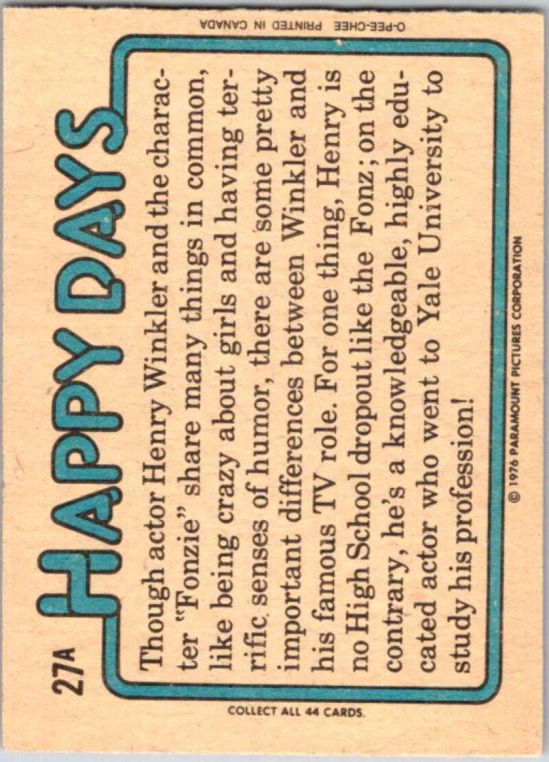 1977 O-Pee-Chee Happy Days #27 I had a big date last night, V35750