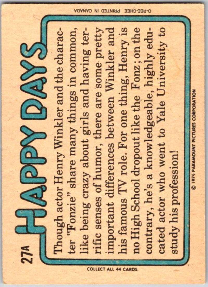 1979 O-Pee-Chee Happy Days #27 I had a big date last night, V35752