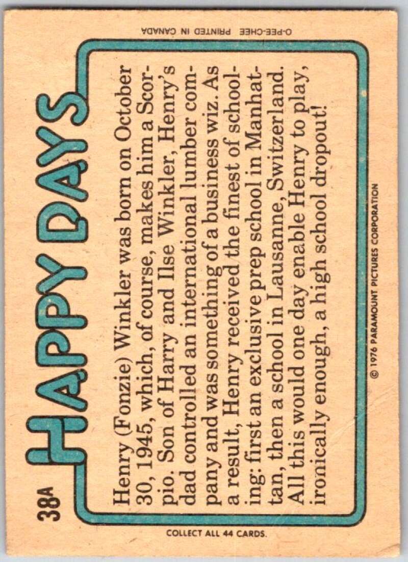 1977 O-Pee-Chee Happy Days #38 Fonz, I was cool … V35781