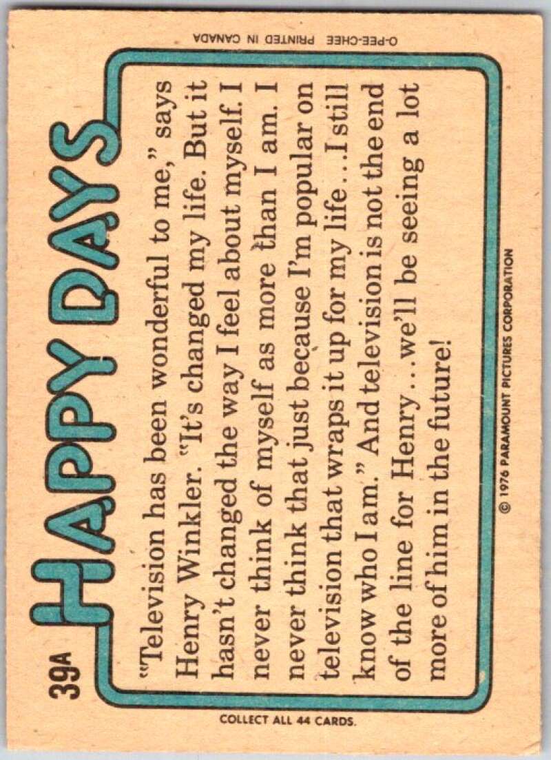 1976 O-Pee-Chee Happy Days #39 Fonzie sent a list V35782