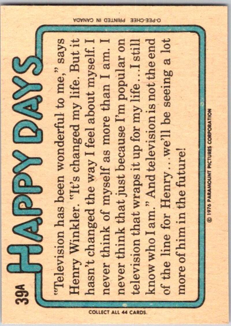 1977 O-Pee-Chee Happy Days #39 Fonzie sent a list V35783