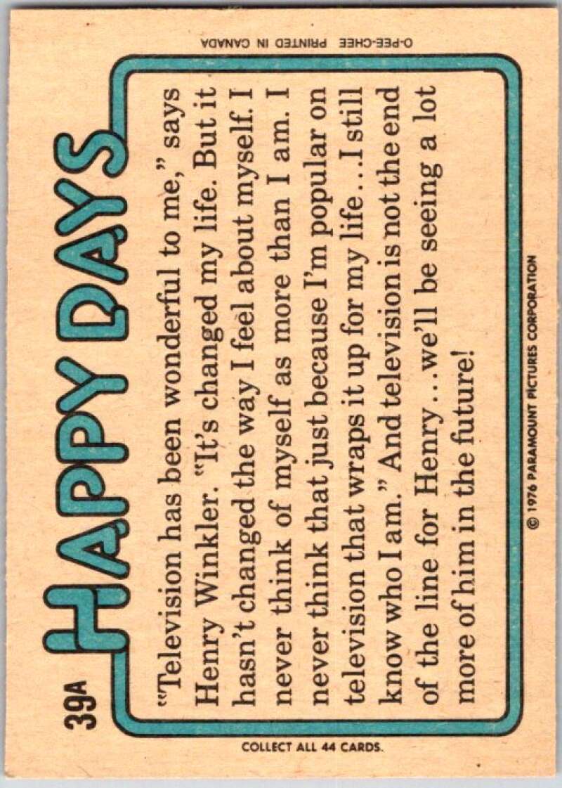 1979 O-Pee-Chee Happy Days #39 Fonzie sent a list V35785