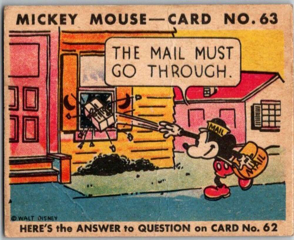 1935 O-Pee-Chee Mickey Mouse V303 #63 The mail must go through V35956