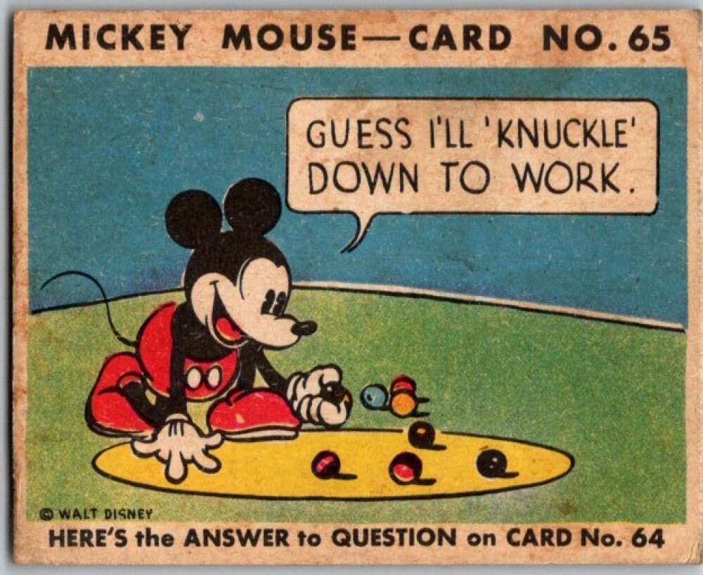 1935 O-Pee-Chee Mickey Mouse V303 #65 Guess I'll knuckle down to work V35958
