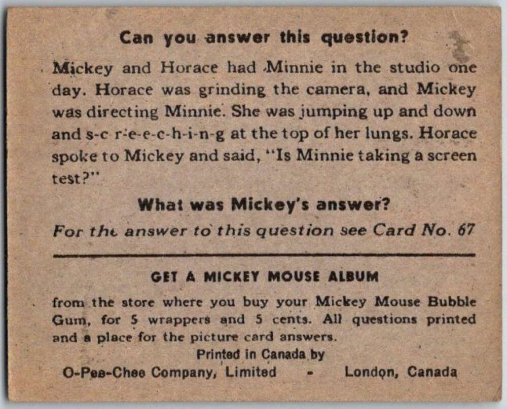 1935 O-Pee-Chee Mickey Mouse V303 #66 Sure there's fish in here V35959