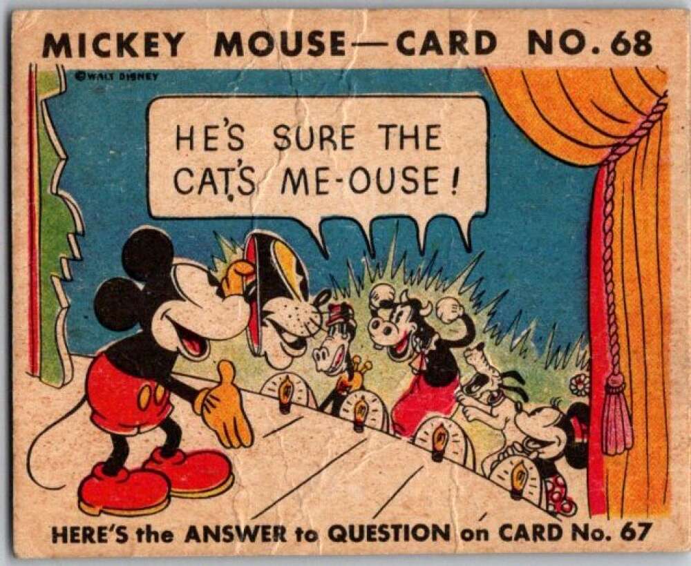 1935 O-Pee-Chee Mickey Mouse V303 #68 He's sure the cat's me-ouse V35960