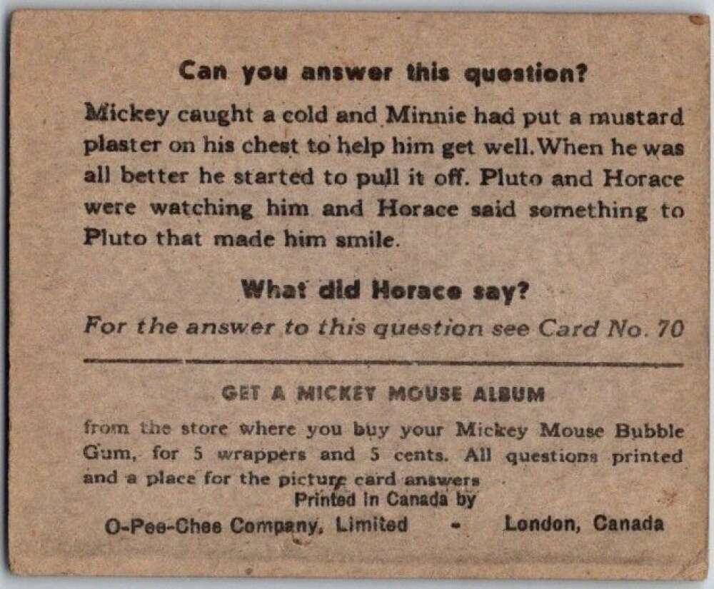 1935 O-Pee-Chee Mickey Mouse V303 #69 Who did this/I cannot tell a lie V35961