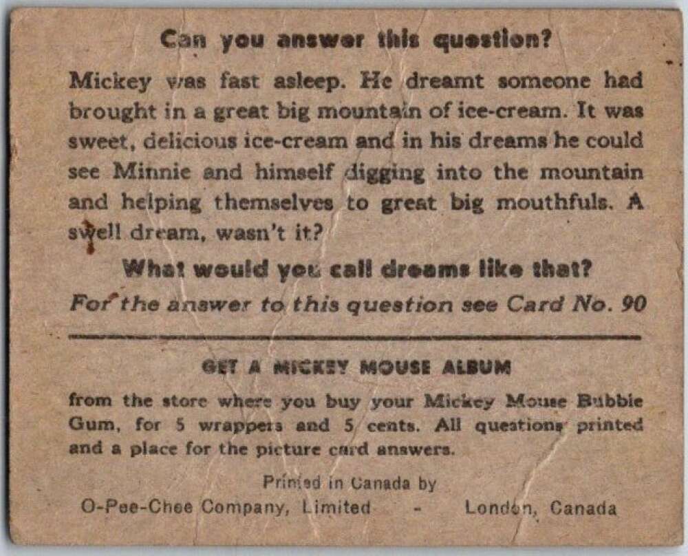 1935 O-Pee-Chee Mickey Mouse V303 #89 He bought that fife at the store V35967