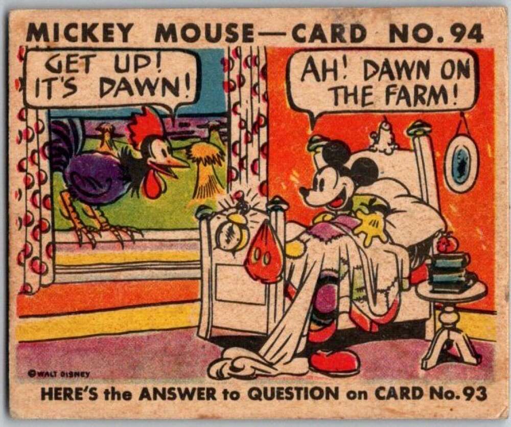 1935 O-Pee-Chee Mickey Mouse V303 #94 Get up It's dawn V35968