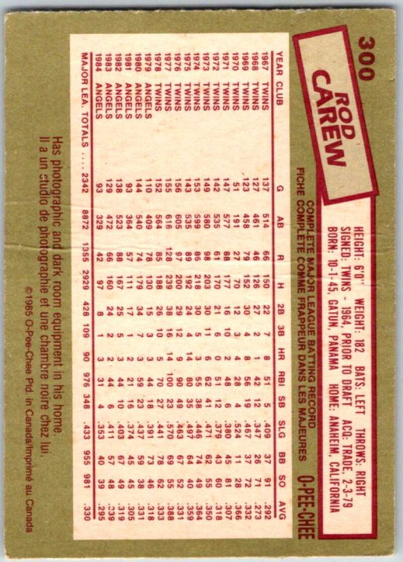 1985 O-Pee-Chee #300 Rod Carew California Angels V36103