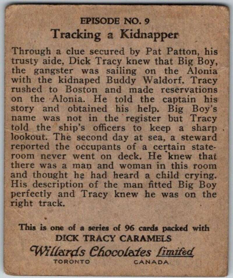 1937 Caramels Dick Tracy #9 Tracy Aboard the Alonia V36143