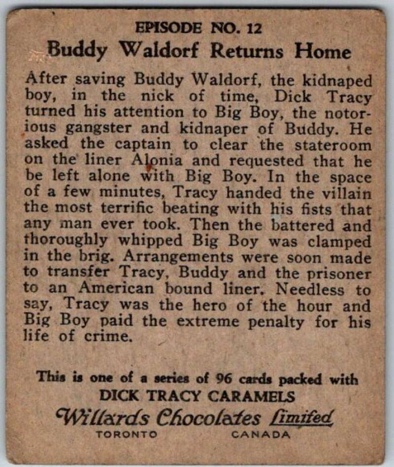 1937 Caramels Dick Tracy #12 Tracy Hands Out a Beating V36144