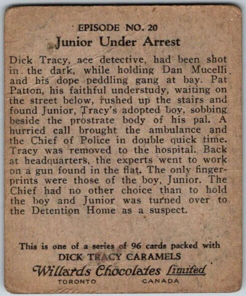 1937 Caramels Dick Tracy #20 Suspected of Shooting Tracy V36147