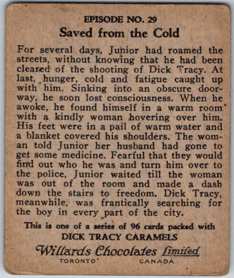 1937 Caramels Dick Tracy #29 A Surprise Awakening V36153