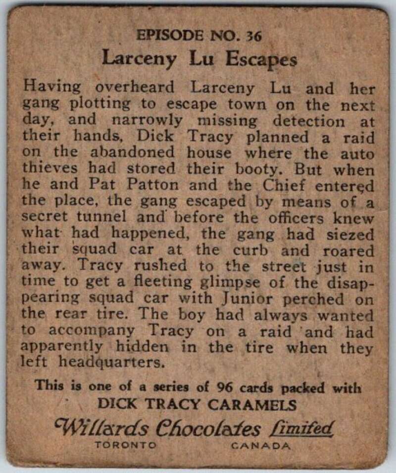 1937 Caramels Dick Tracy #36 Through a Secret Tunnel V36155