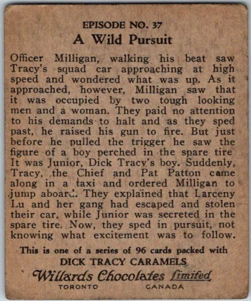 1937 Caramels Dick Tracy #37 He Raised His Gun to Fire V36156