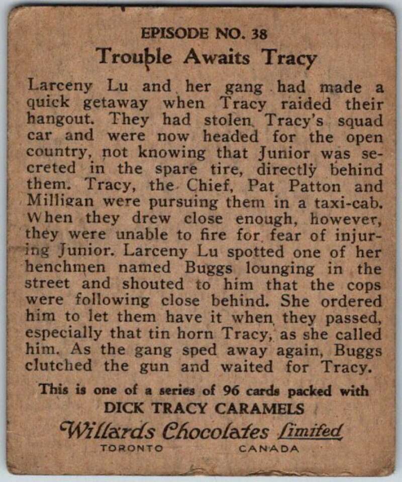 1937 Caramels Dick Tracy #38 Buggs Getgs Instructions V36157