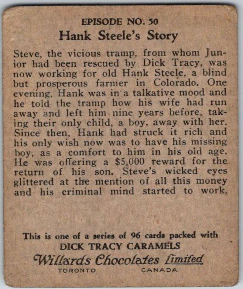 1937 Caramels Dick Tracy #50 Hank Steele's Story V36163