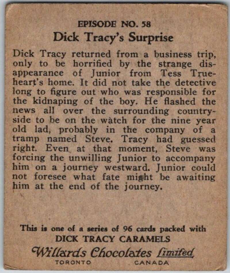 1937 Caramels Dick Tracy #58 Dick Tracy's Surprise V36168