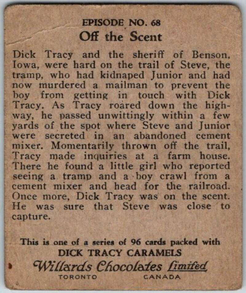 1937 Caramels Dick Tracy #68 Off the Scent V36171