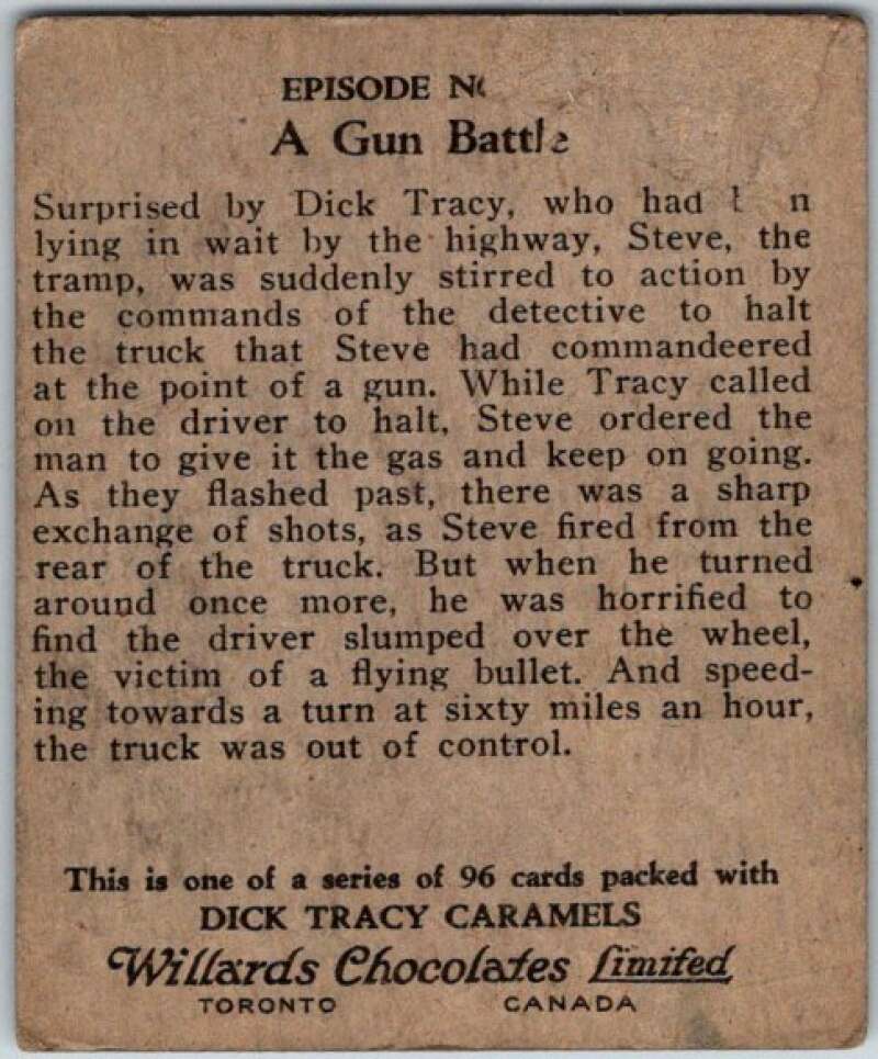 1937 Caramels Dick Tracy #79 A Gun Battle V36177