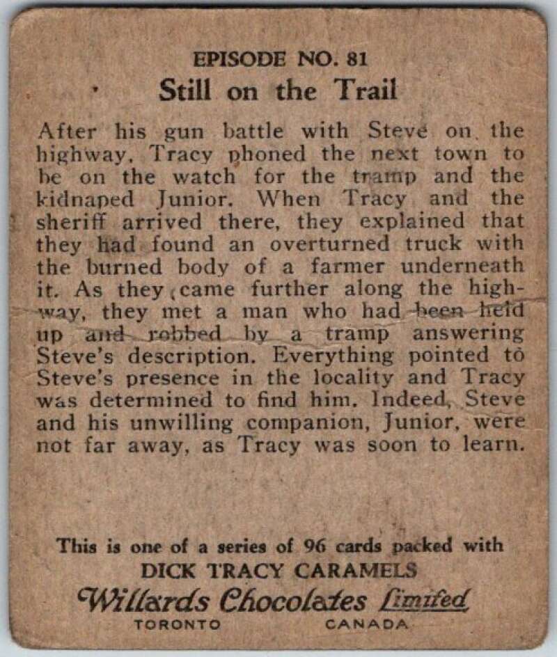 1937 Caramels Dick Tracy #81 Still on the Trail V36178