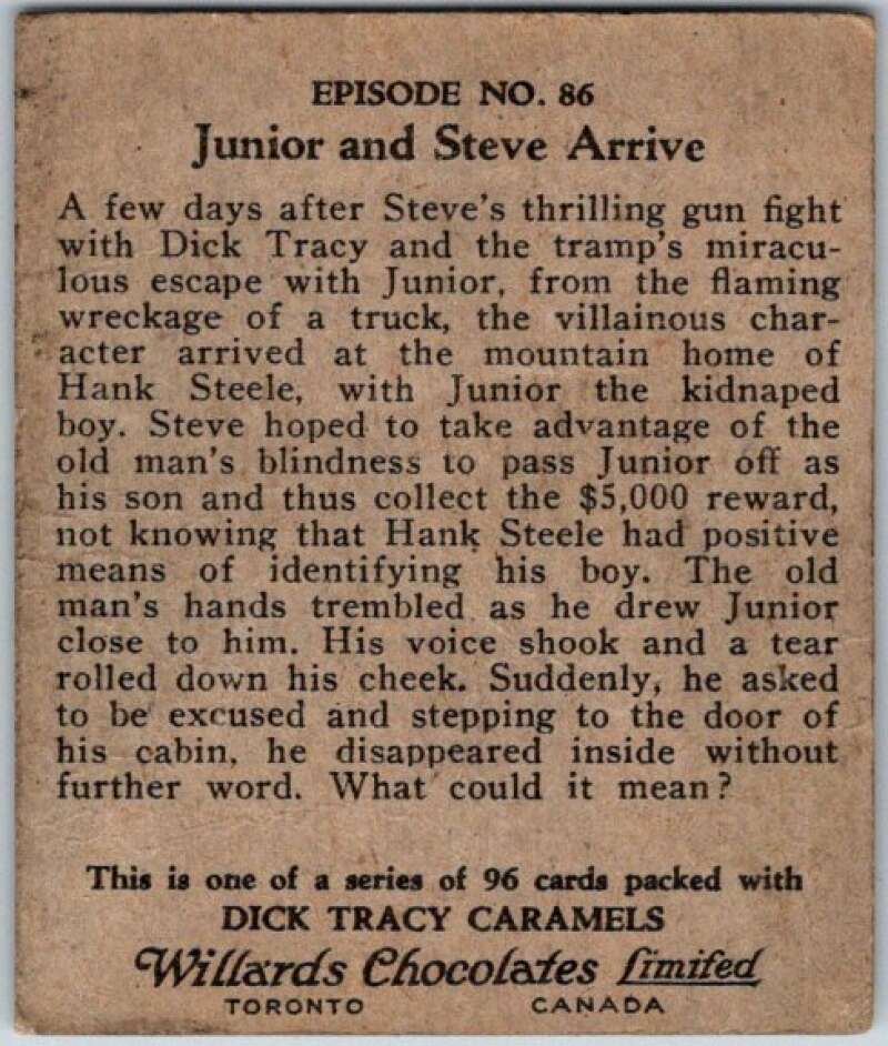 1937 Caramels Dick Tracy #86 Junior and Steve Arrive V36183