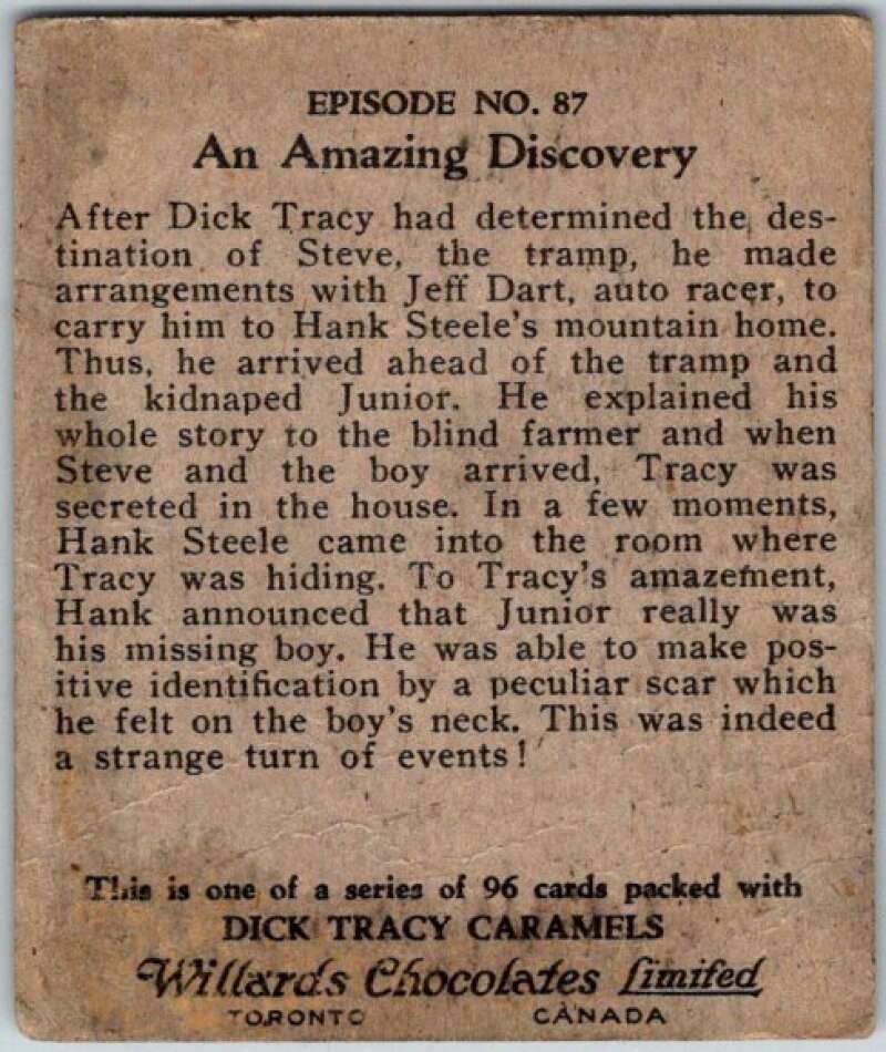 1937 Caramels Dick Tracy #87 An Amazing Discovery V36184
