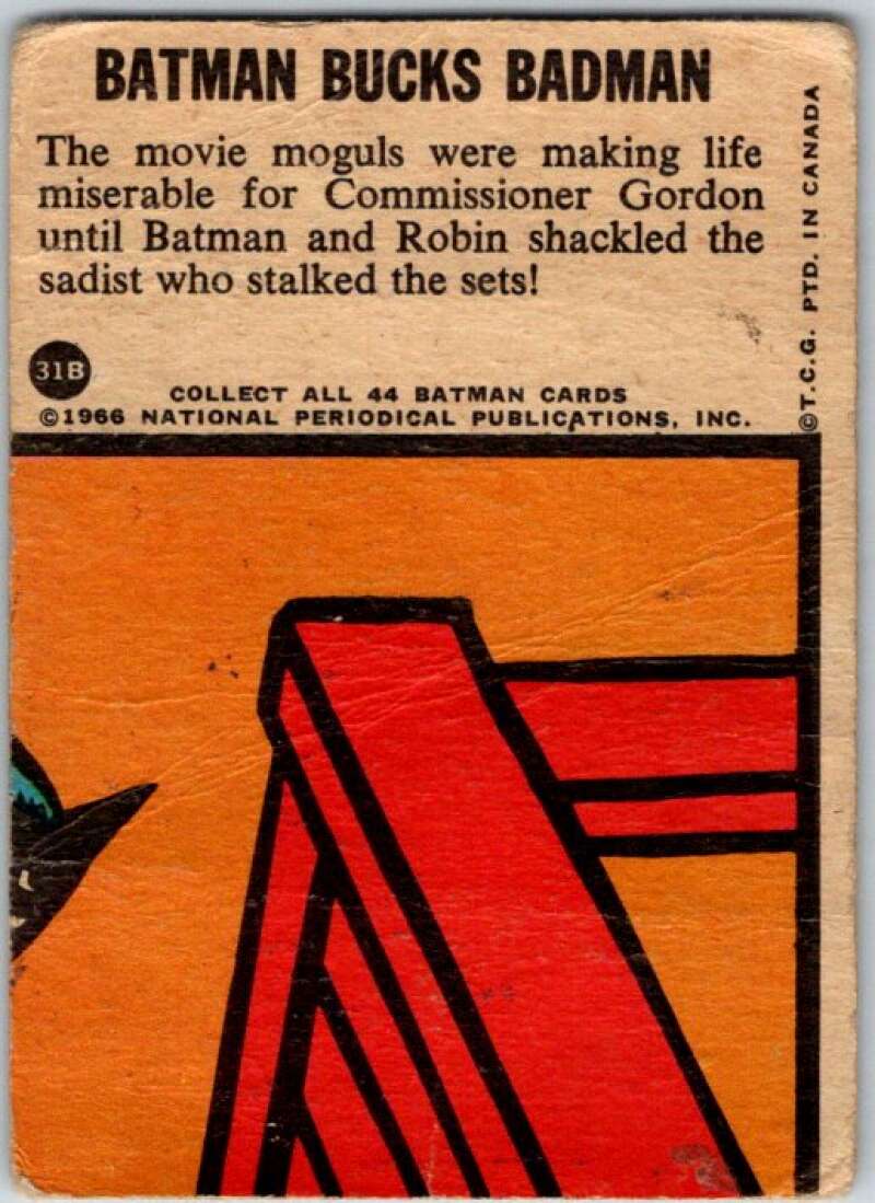 1966 Topps Batman Series Blue Bat #31 Batman Bucks Badman V36278
