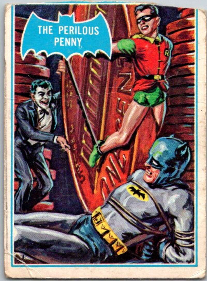 1966 Topps Batman Series Blue Bat #43 The Perilous Penny V36282