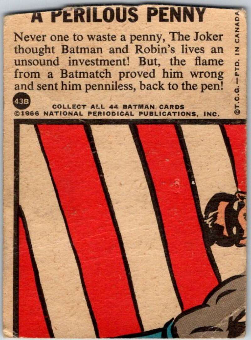 1966 Topps Batman Series Blue Bat #43 The Perilous Penny V36282