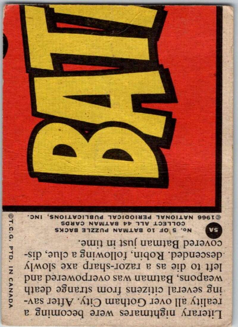 1966 Topps Batman Series Red Bat #5 Pendulum Peril V36287