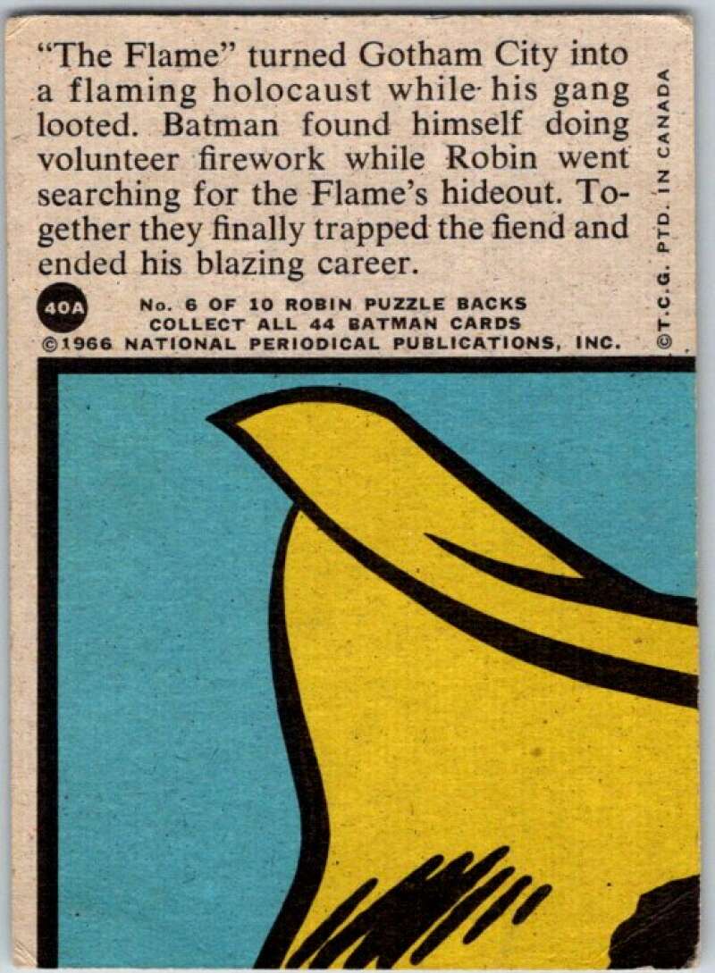 1966 Topps Batman Series Red Bat #40 Inferno of Flame V36318