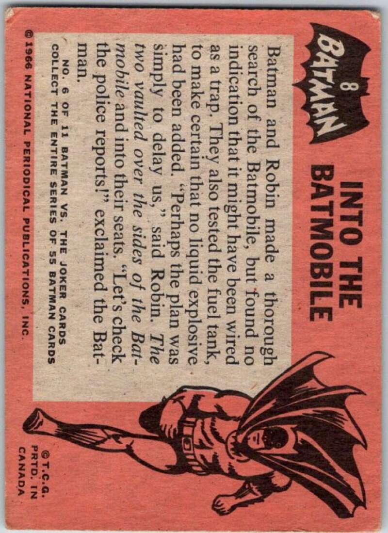 1966 Topps Batman Black Bat #8 Into the Batmobile V36426