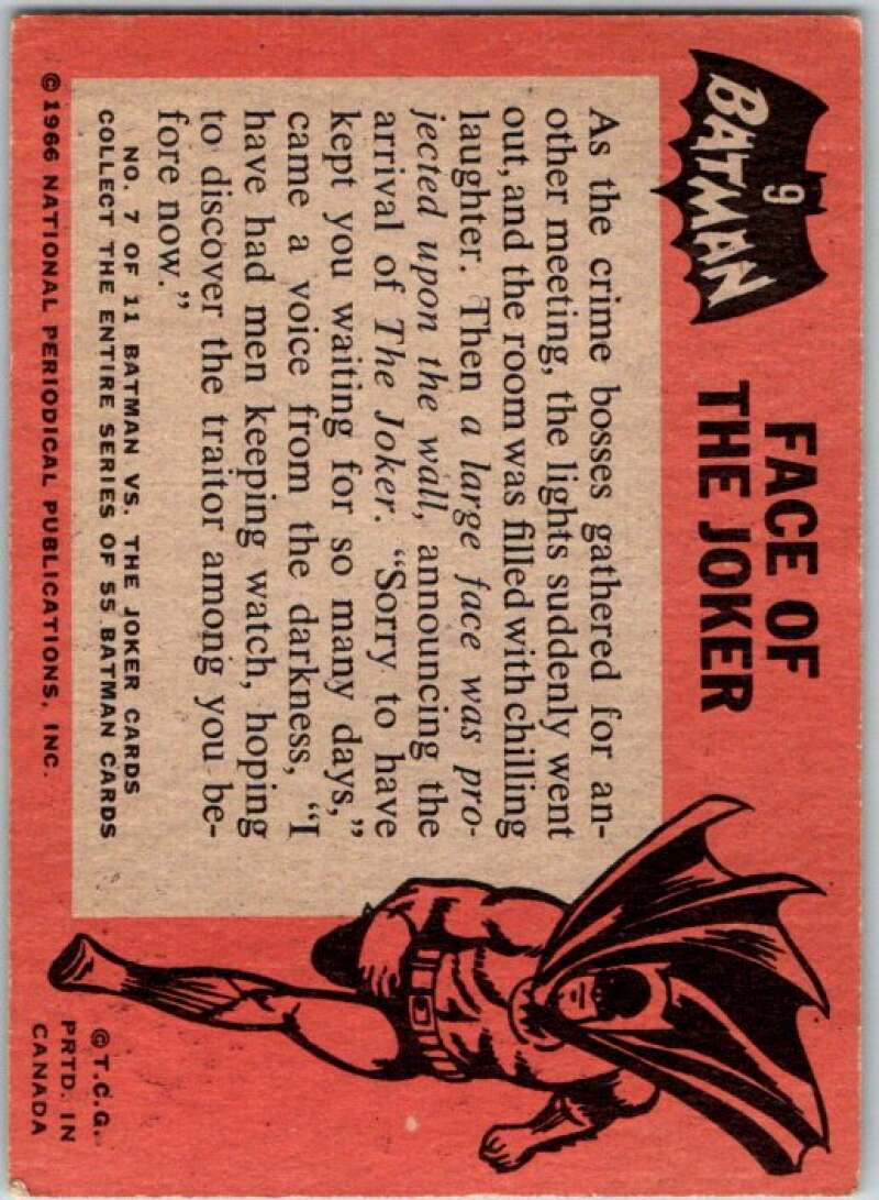 1966 Topps Batman Black Bat #9 Face of the Joker V36427