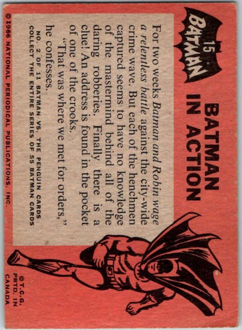 1966 Topps Batman Black Bat #15 Batman in Action V36438