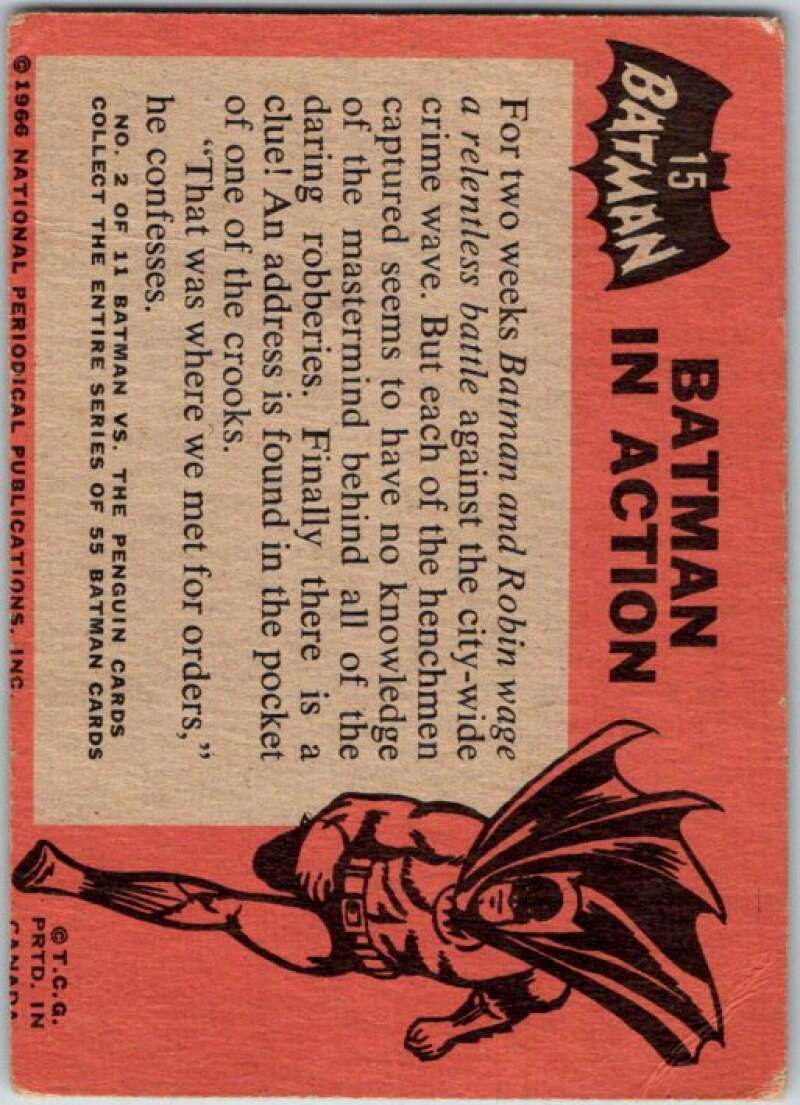 1966 Topps Batman Black Bat #15 Batman in Action V36439