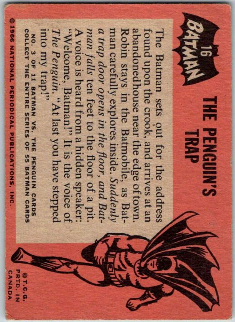 1966 Topps Batman Black Bat #16 The Penguin's Trap V36442
