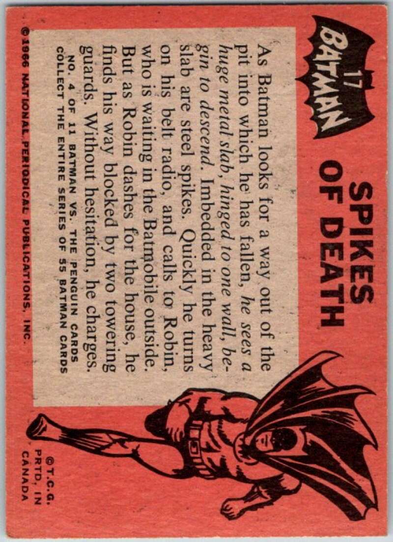 1966 Topps Batman Black Bat #17 Spikes of Death V36445