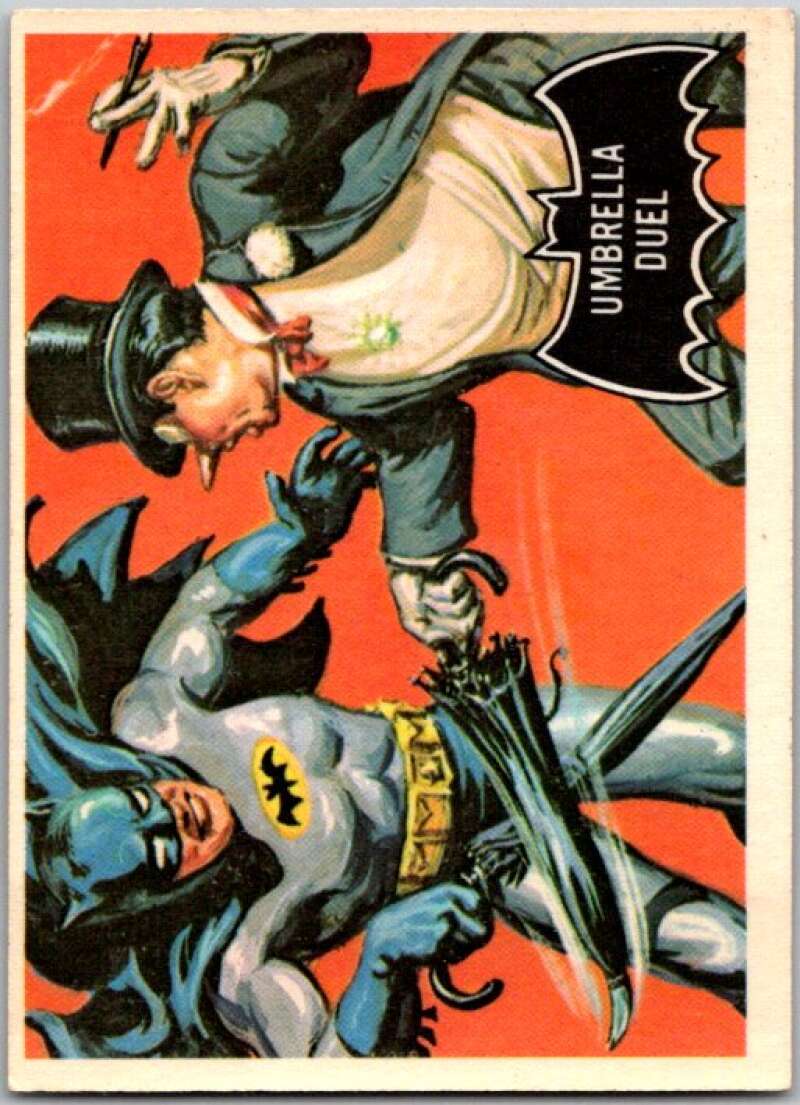 1966 Topps Batman Black Bat #23 Umbrella Duel V36452